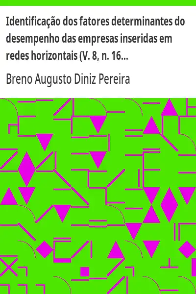 Capa de Identificação dos fatores determinantes do desempenho das empresas inseridas em redes horizontais (V